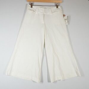 Old College Inn Uptown Gaucho Pants Cream White Wide Leg Stretch Cropped Size 3